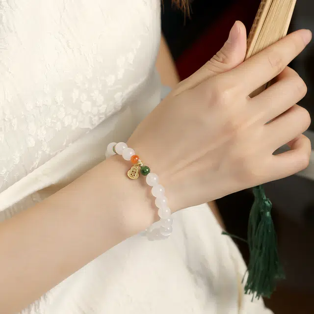 匠锁心玉 月光石白月光手串 月光石 小众设计 温婉气质 女