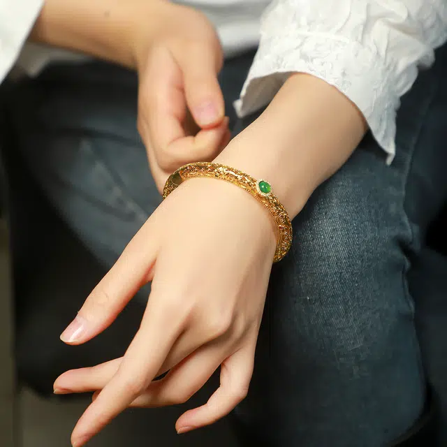 匠锁心玉 国潮古风 新中式 轻奢小众 高级感设计 玉髓  玉石手镯 女款 玉髓
