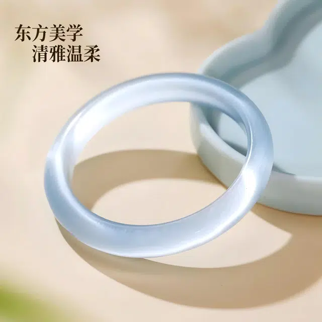 匠锁心玉 月光冰冰岚新中式古典轻奢高级清冷感极简风潮流年轻气质百搭典雅小众旗袍汉服百搭素圈浪漫#好运 琉璃 手镯 女款