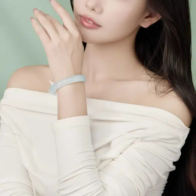 匠锁心玉 天空蓝 新中式 国潮古风典雅 轻奢高级小众手饰 国风雅韵 玉髓 手镯 女款