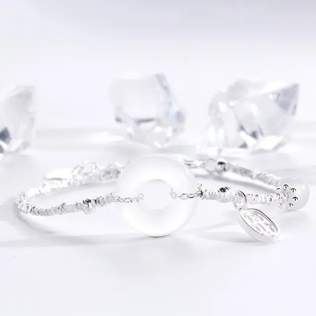 匠锁心玉 碎银平安扣 国潮古风新中式转运 岁岁平安 招财纳福 小众设计 玉髓 玉石手链 女款