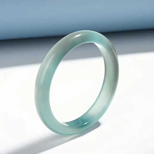 匠锁心玉 高冰库里蓝 新中式 国潮国风 小众 轻奢高级感 古风温婉  清冷感 潮流 玉髓 手镯 女款