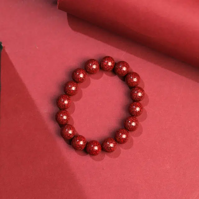 匠锁心玉 朱砂圆珠素圈 诸事顺意 本命年红色 朱砂 玉石手串 男女款