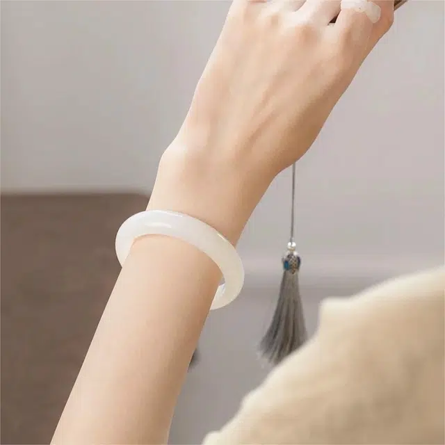 匠锁心玉 白月光  新中式 国潮国风 小众设计 轻奢高级 气质 古风温婉 金丝玉 玉石手镯 女款