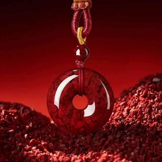 匠锁心玉 平安扣 新中式国潮国风 轻奢高级感 时尚简约气质百搭 小众设计 转运纳福招财#好运再造辰砂 朱砂 玉石项链 男女同款情侣款