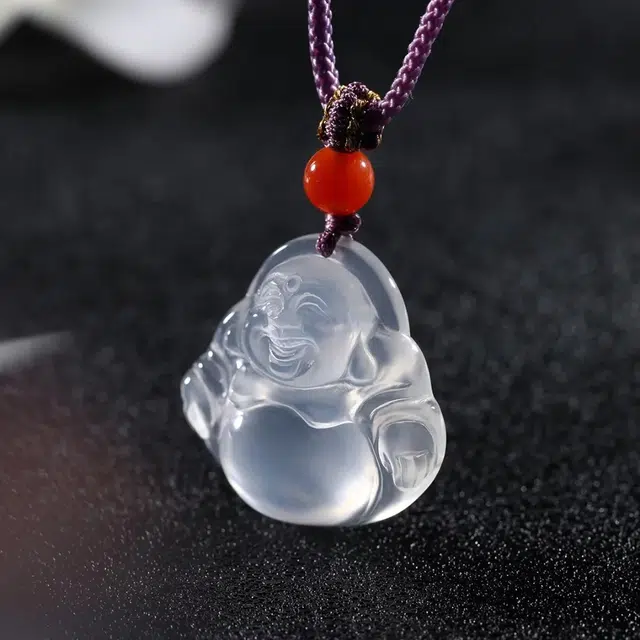 匠锁心玉 白月光弥勒佛 佛光 新中式 国潮国风 轻奢高级感 时尚简约 气质百搭 小众设计 转运纳福招财#好运 玉髓 玉石项链 男女同款情侣款