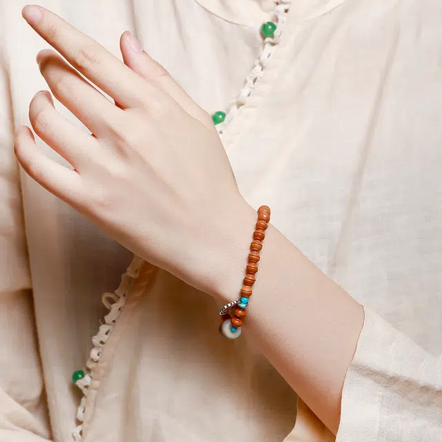 匠锁心玉 天地一线玛瑙天珠 新中式 国潮国风 招财纳福 高级 转运 守护 菩提根菩提子/菩提籽 手串 男女同款情侣款