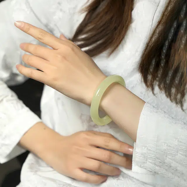 匠锁心玉 晴水古风温婉 国风国潮 新中式 高级 琉璃 玉石手镯 女款