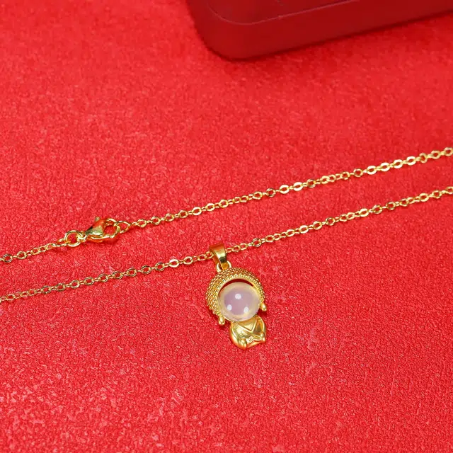 匠锁心玉 宝宝佛 国风国潮 新中式 玉髓 合金 玉石项链 女款 玉髓