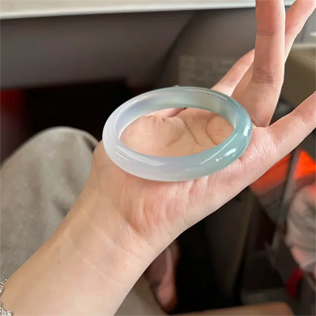 匠锁心玉 半山半水 远山黛贵妃镯 国朝古风 新中式 汉服 青山黛 玉髓 玉石手镯 女款