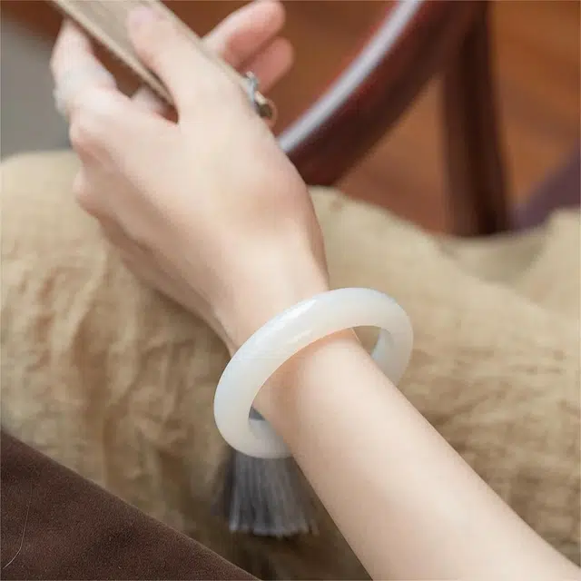 匠锁心玉 白月光  新中式 国潮国风 小众设计 轻奢高级 气质 古风温婉 金丝玉 玉石手镯 女款