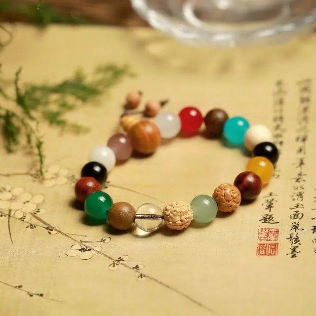 匠锁心玉 十八籽 国风佛珠 招财纳福 复古国潮新中式 白玉菩提 手串 男女同款情侣款