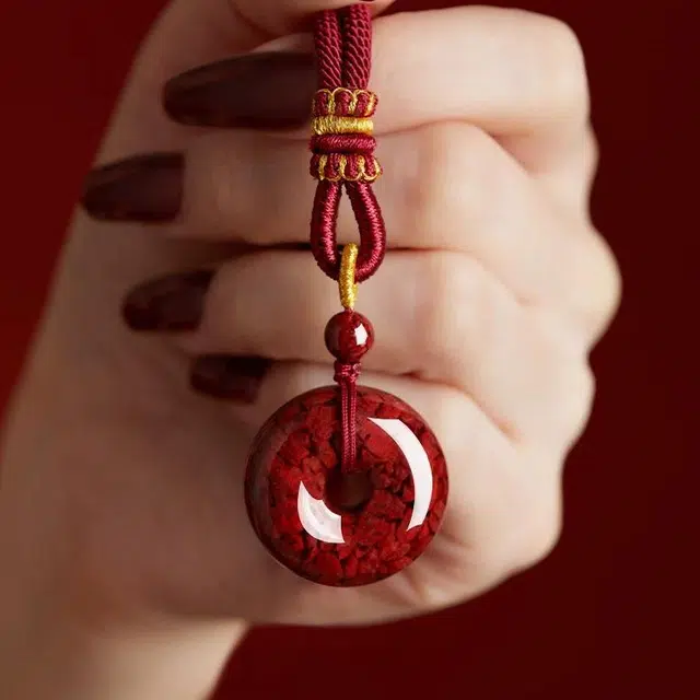 匠锁心玉 平安扣 新中式国潮国风 轻奢高级感 时尚简约气质百搭 小众设计 转运纳福招财#好运再造辰砂 朱砂 玉石项链 男女同款情侣款