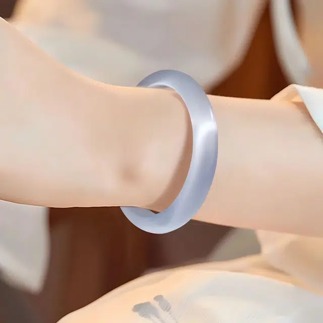 匠锁心玉 月光冰冰岚新中式古典轻奢高级清冷感极简风潮流年轻气质百搭典雅小众旗袍汉服百搭素圈浪漫#好运 琉璃 手镯 女款