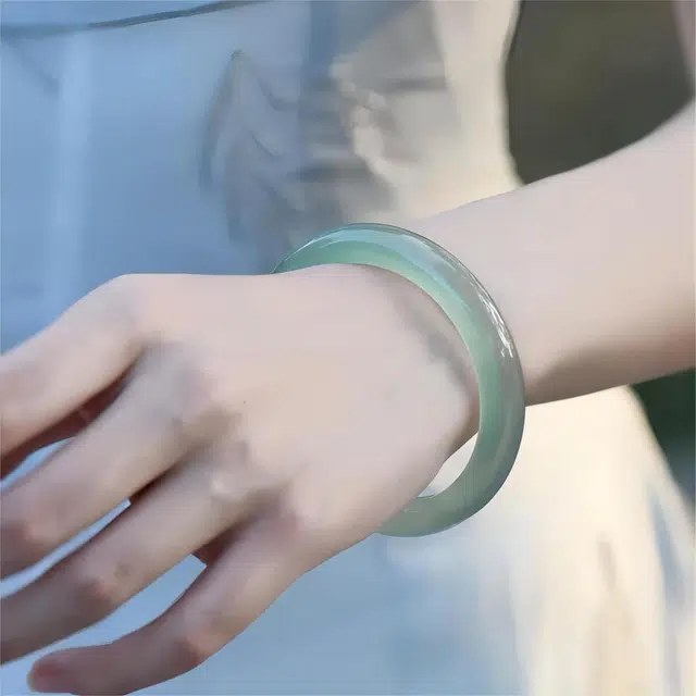 匠锁心玉 只此青绿 青山黛 油青 贵妃镯 国朝古风 新中式 汉服 玉髓 玉石手镯 女款