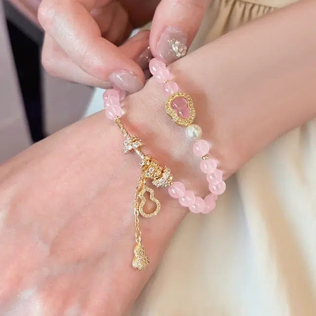 匠锁心玉 粉黛佳人清冷感 老钱风新中式 招财纳福国潮古风设计小众轻奢高级感 气质百搭潮流年轻时尚手饰#显白 琉璃 手镯 女款