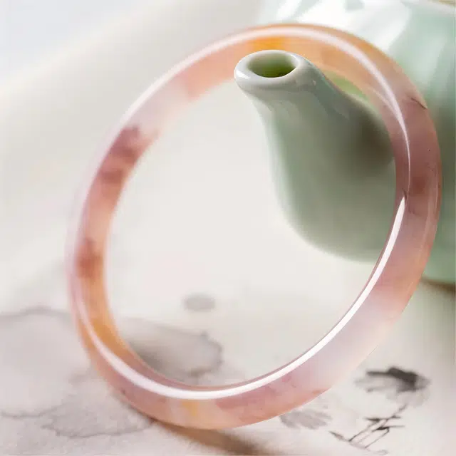 匠锁心玉 紫罗兰美人镯 新中式 国潮国风 复古 古风温婉 轻奢高级感 金丝玉 玉石手镯 女款