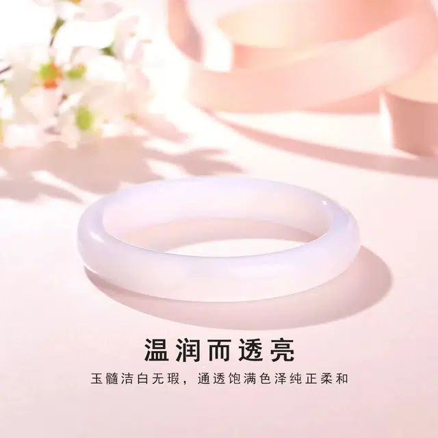 匠锁心玉 紫罗兰浅紫色水润清透 轻奢高级清冷感古风古典 新中式温润气质典雅小众旗袍汉服时尚百搭素圈手饰显白#好运天然 玉髓 手镯 女款