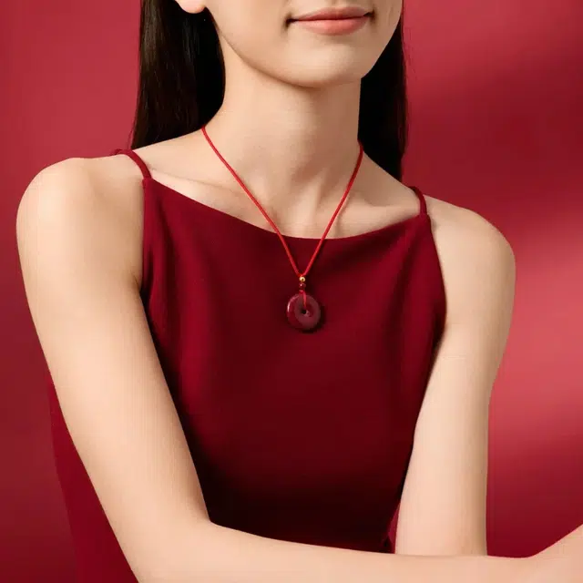 匠锁心玉 紫金砂平安扣 新中式 财源滚滚 寓意好 转运纳福招财 国潮国风 轻奢高级感 简约百搭设计#好运再造辰砂 朱砂 项链 男女同款情侣款