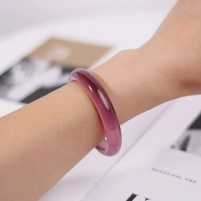 匠锁心玉 紫罗兰 水润清透 新中式 简约大气 国潮国风 汉服旗袍 时尚百搭 清冷典雅高级感 气质温婉 素圈手饰显白#好运天然 玉髓 手镯 女款