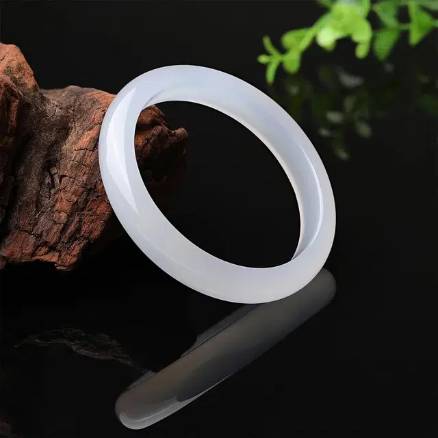 匠锁心玉 白月光 水润清透如月如岚国潮古典新中式精致轻奢高级清冷感温润气质典雅小众旗袍汉服百搭素圈浪漫告白#好运天然 玉髓 手镯 女款