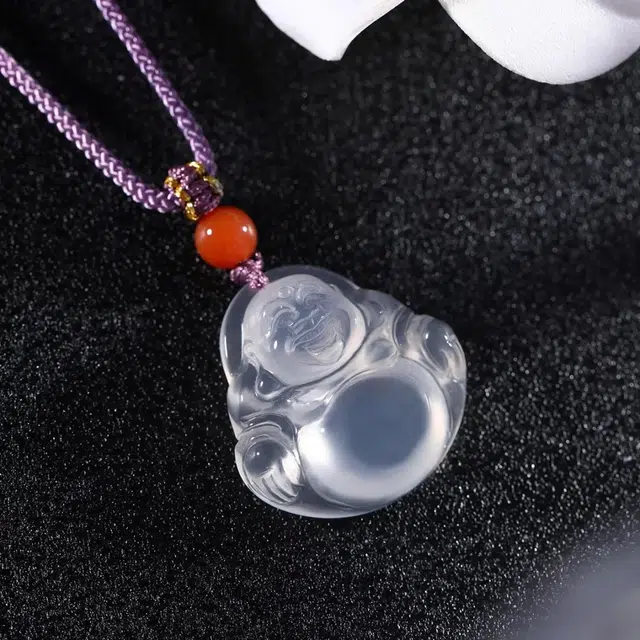 匠锁心玉 白月光弥勒佛 佛光 新中式 国潮国风 轻奢高级感 时尚简约 气质百搭 小众设计 转运纳福招财#好运 玉髓 玉石项链 男女同款情侣款