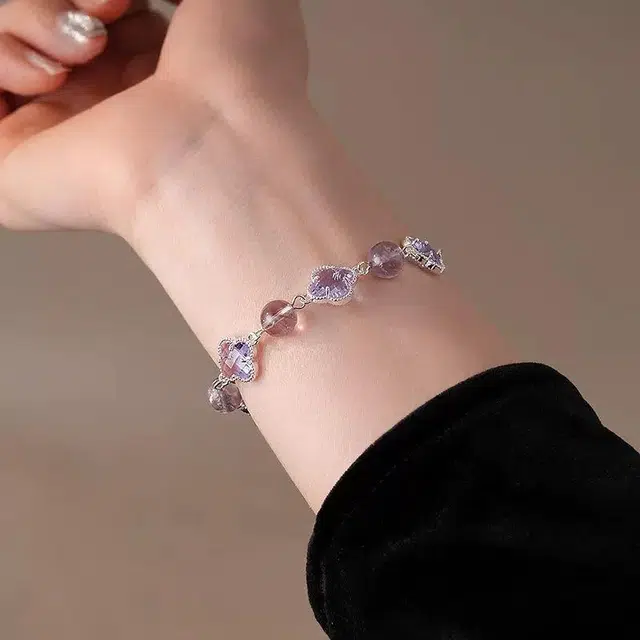 匠锁心玉 幸运四叶草 简约新中式 转运招财纳福国潮古风原创设计小众轻奢高级感 气质百搭潮流时尚手饰#好运天然 紫水晶 手链 女款