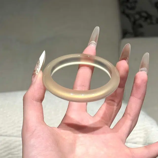 匠锁心玉 香槟金 清新 新中式国潮国风 小众典雅 吉祥如意轻奢高级清冷感 极简风 潮流年轻气质百搭 温润手饰显白#好运 琉璃 手镯 女款