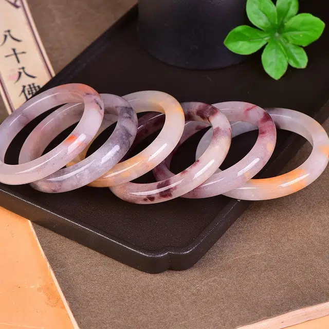 匠锁心玉 紫罗兰贵妃镯 新中式 国潮国风 复古 古风温婉 轻奢高级感 金丝玉 手镯 女款