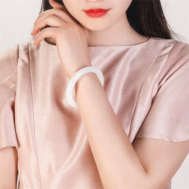 匠锁心玉 白月光圆镯   新中式 国潮国风 小众设计 轻奢高级 气质 古风温婉 金丝玉 手镯 女款