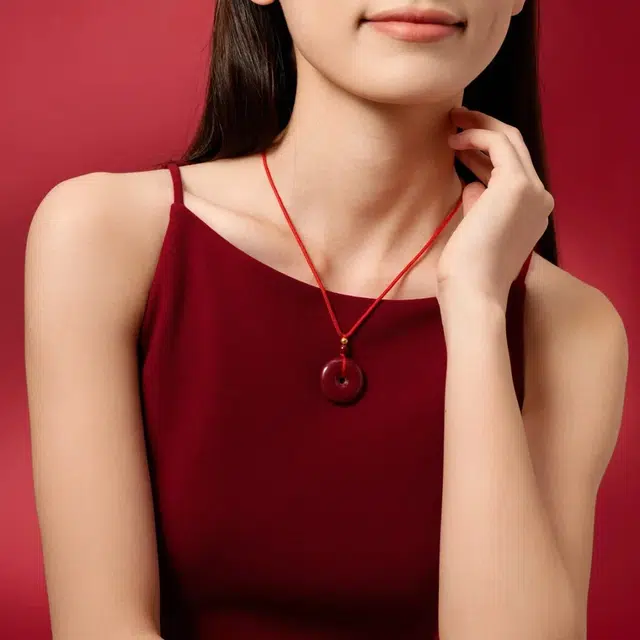 匠锁心玉 紫金砂平安扣 新中式 财源滚滚 寓意好 转运纳福招财 国潮国风 轻奢高级感 简约百搭设计#好运再造辰砂 朱砂 项链 男女同款情侣款