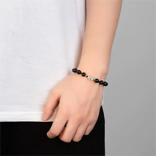 匠锁心玉 国潮古风貔貅 新中式转运 招财纳福 小众设计 黑曜石 玉石手链 男女同款情侣款