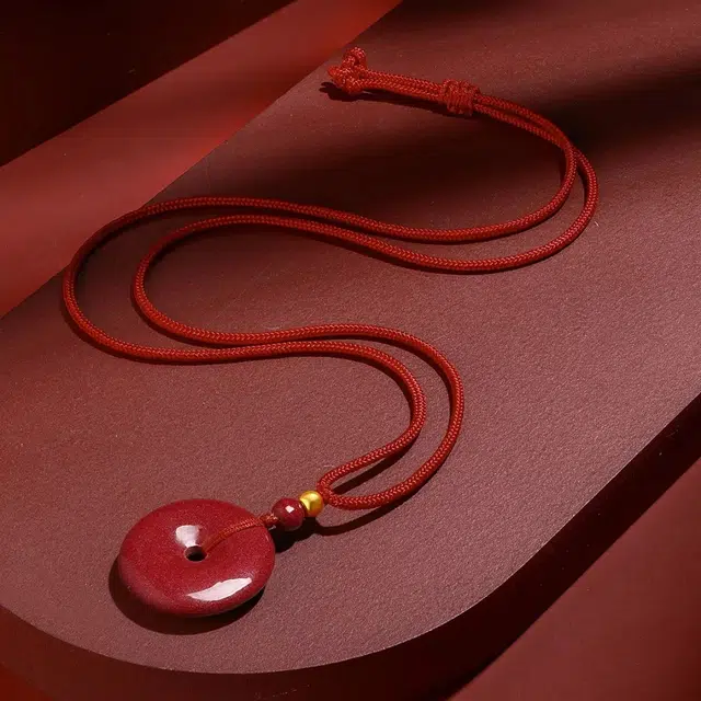 匠锁心玉 紫金砂平安扣 新中式 财源滚滚 寓意好 转运纳福招财 国潮国风 轻奢高级感 简约百搭设计#好运再造辰砂 朱砂 项链 男女同款情侣款