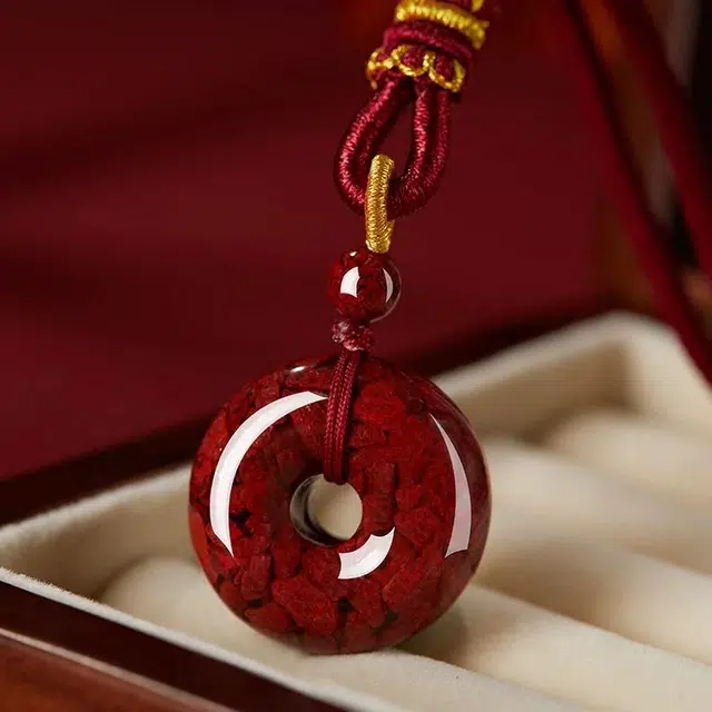 匠锁心玉 平安扣 新中式国潮国风 轻奢高级感 时尚简约气质百搭 小众设计 转运纳福招财#好运再造辰砂 朱砂 玉石项链 男女同款情侣款