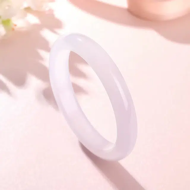 匠锁心玉 紫罗兰浅紫色水润清透 轻奢高级清冷感古风古典 新中式温润气质典雅小众旗袍汉服时尚百搭素圈手饰显白#好运天然 玉髓 手镯 女款