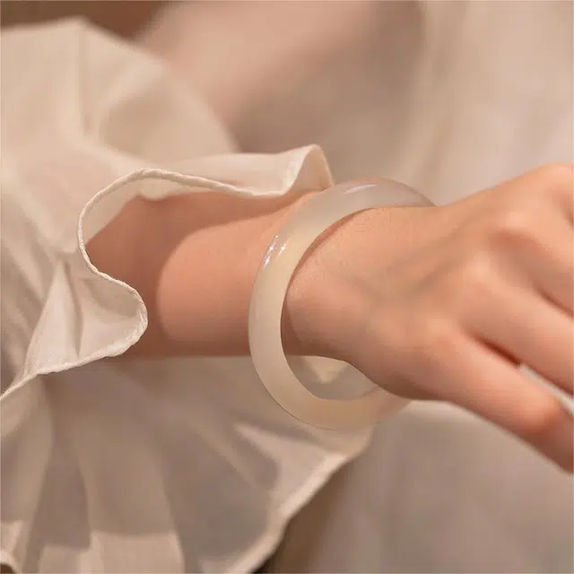 匠锁心玉 新中式 国潮国风 气质百搭 古风温婉 轻奢高级 水润 玉髓 玉石手镯 女款