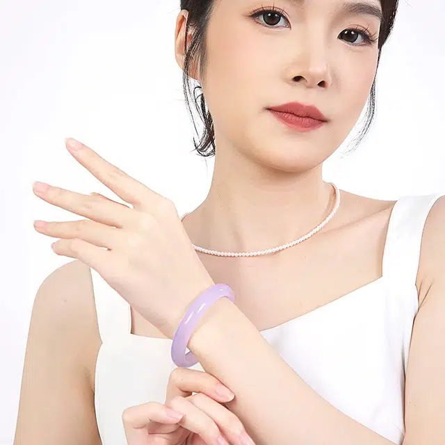 匠锁心玉 紫罗兰  水润 新中式 国潮国风 汉服复古 高级感 简约气质 古风温婉 玉髓 手镯 女款