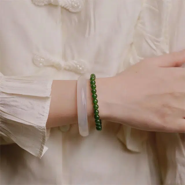 匠锁心玉 白月光高冰贵妃镯  新中式 国潮国风  轻奢高级感 气质古风温婉 玉髓 手镯 女款