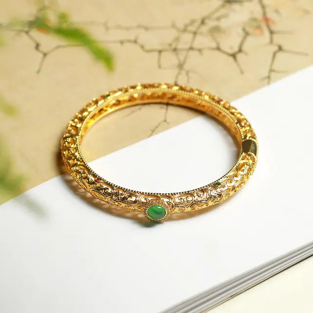 匠锁心玉 国潮古风 新中式 轻奢小众 高级感设计 玉髓  玉石手镯 女款 玉髓