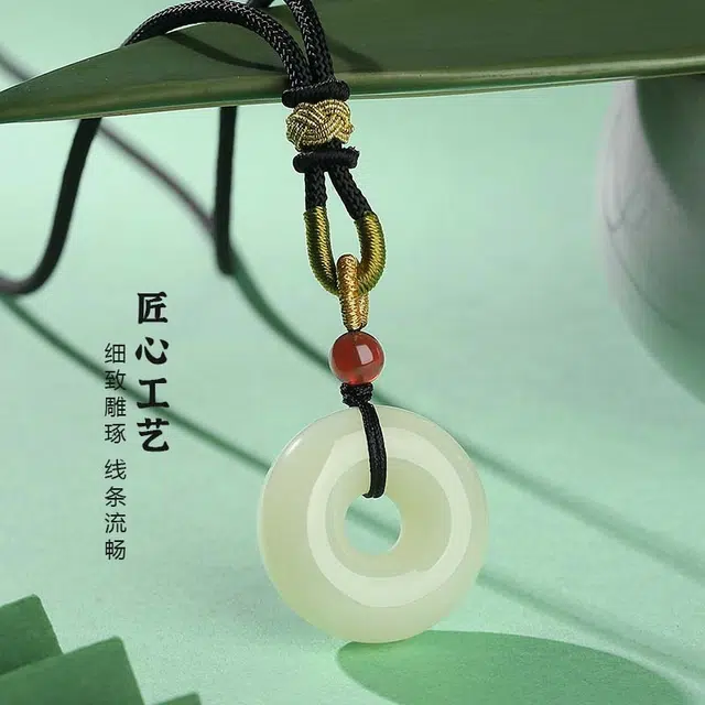 匠锁心玉 圆满平安扣  新中式国潮国风 小众设计轻奢高级感 气质百搭本命年 和田玉项链 青白玉 男女同款情侣款