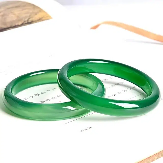 匠锁心玉 水润绿色  水润 新中式 国潮国风 汉服复古 高级感 简约气质 古风温婉 玉髓 手镯 女款