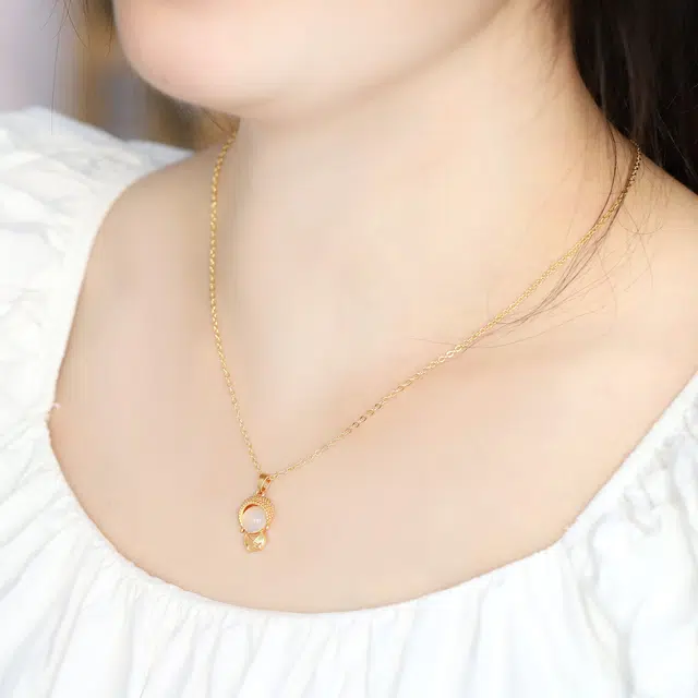 匠锁心玉 宝宝佛 国风国潮 新中式 玉髓 合金 玉石项链 女款 玉髓