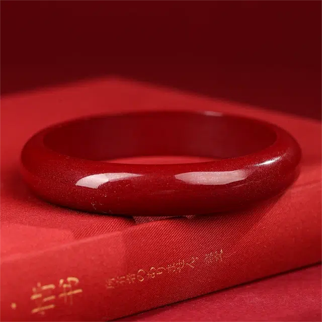 匠锁心玉 新中式 国潮国风 复古 诸事顺意 本命年 守护 朱砂 玉石手镯 女款