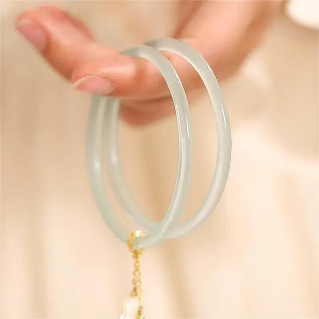 匠锁心玉 一汪清泉叮当镯一步一响 新中式 国潮古风 水润冰透 清冷感 玉髓 手镯 女款