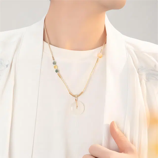 匠锁心玉 高冰平安扣 国潮古风 新中式 转运纳福 守护 玉髓 项链 男女同款情侣款