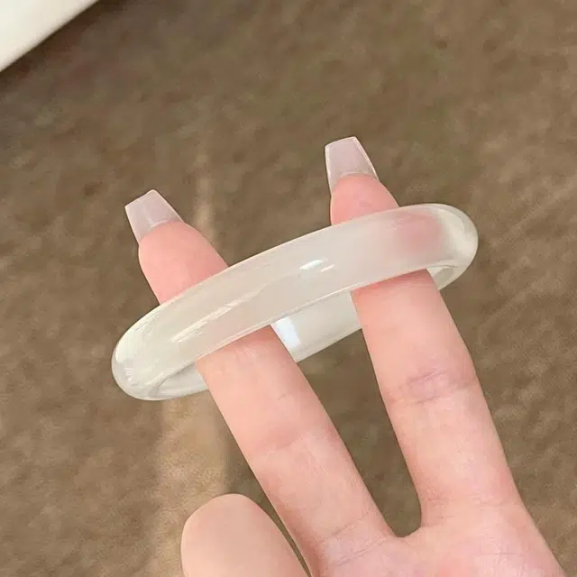 匠锁心玉 白月光清冷感 新中式叠戴 招财纳福国潮原创设计小众轻奢高级感 气质百搭潮流年轻时尚猫眼#显白 琉璃 玉石手镯 女款