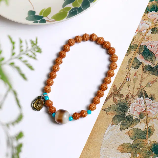 匠锁心玉 天地一线玛瑙天珠 新中式 国潮国风 招财纳福 高级 转运 守护 菩提根菩提子/菩提籽 手串 男女同款情侣款