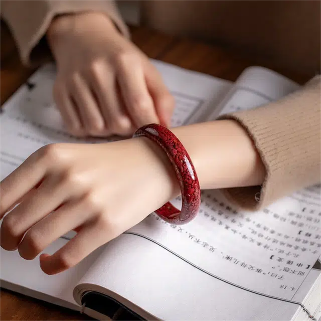 匠锁心玉 新中式 国潮国风 复古 朱砂 玉石手镯 女款