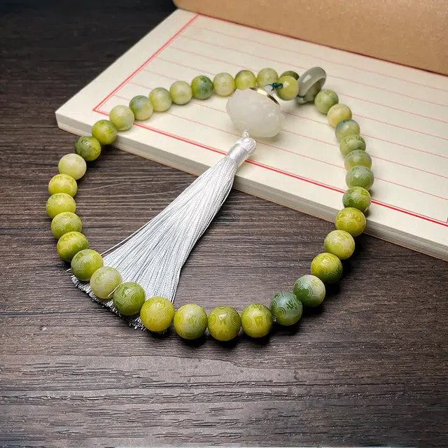 鶄鲤 小青柠雕刻手持车挂流苏夜光莲花香囊跑环 白玉菩提 珠串 男女同款情侣款