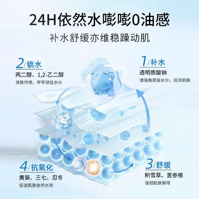 美人符 水元素保湿护肤套装 洗面奶爽肤水乳液 清洁控油滋润补水化妆品套装
